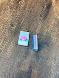 Lotus Flower Mahjong Tile Earrings