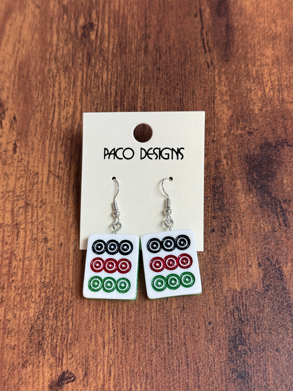 Red & Black Mahjong Tile Acrylic Earrings