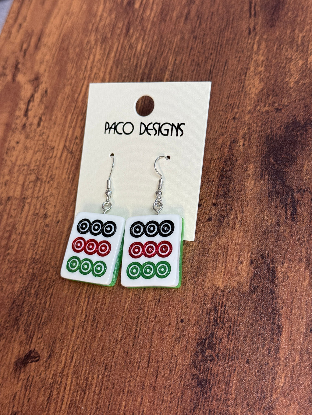 Red & Black Mahjong Tile Acrylic Earrings