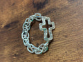 Double Layer Cross Pendant Stretch Chain Bracelet