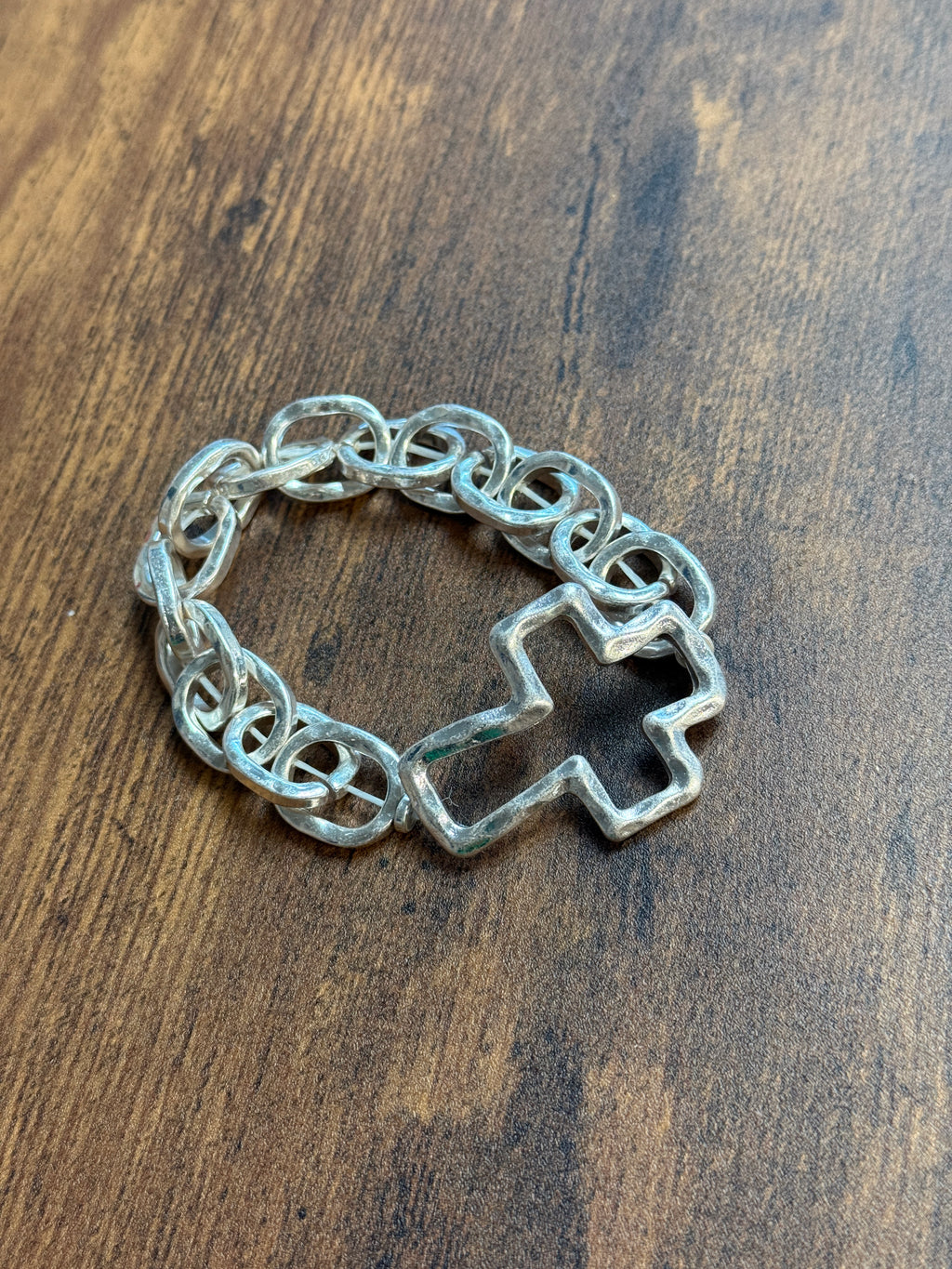 Cross Pendant Stretch Chain Bracelet