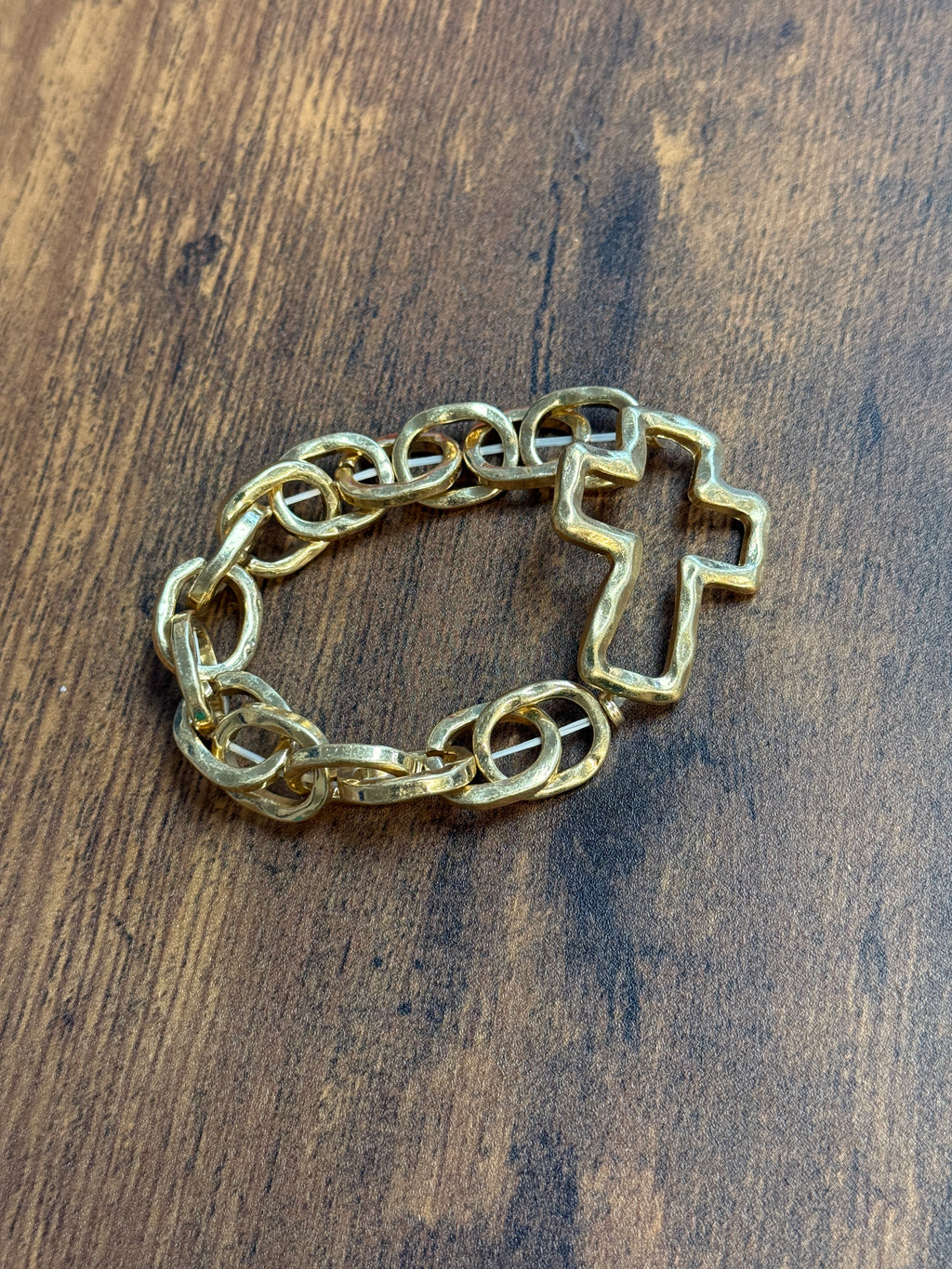 Cross Pendant Stretch Chain Bracelet