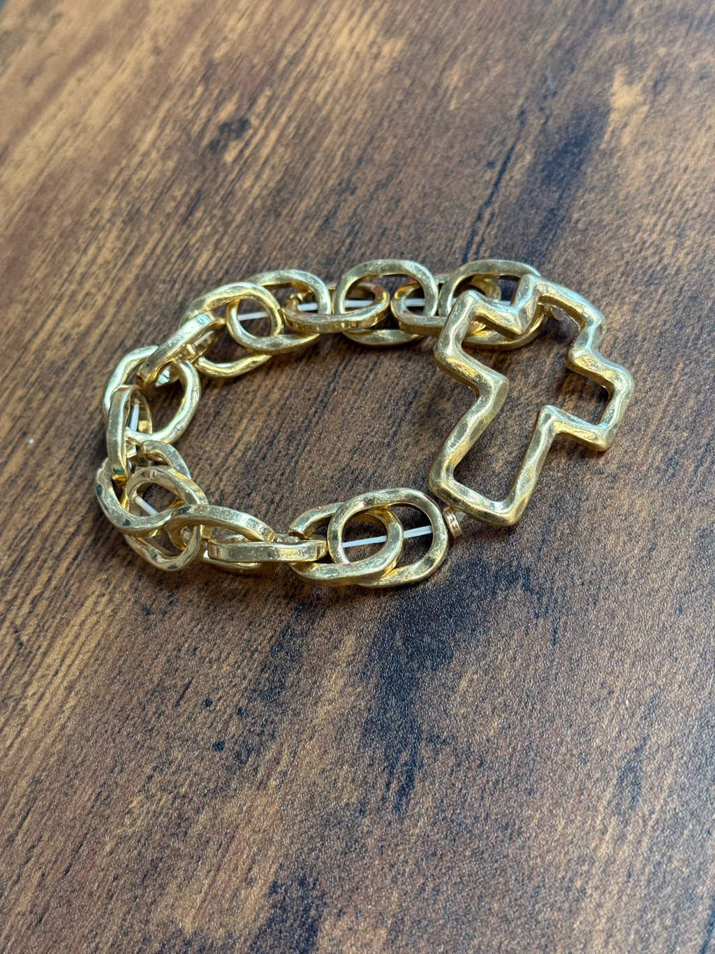 Cross Pendant Stretch Chain Bracelet