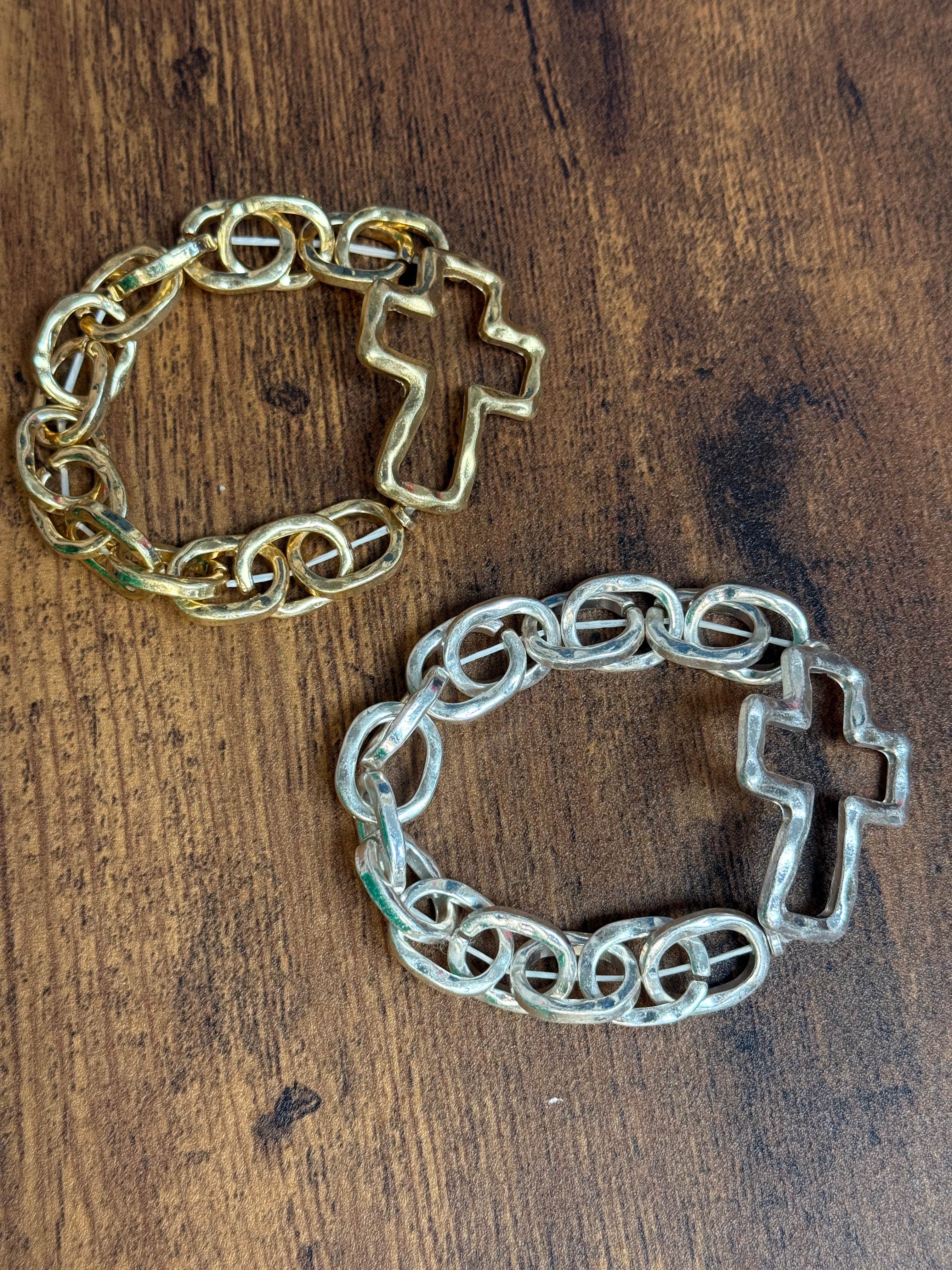 Cross Pendant Stretch Chain Bracelet
