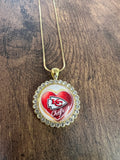 KC Heart Pendant Necklace with Rhinestones
