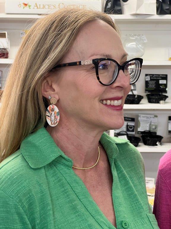 Pink or Green 3/4 Length Button Top by Karen Hart