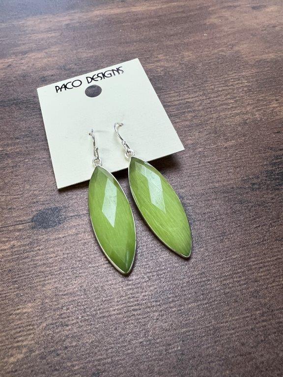 Gorgeous Green Cats Eye Sterling Silver Earrings