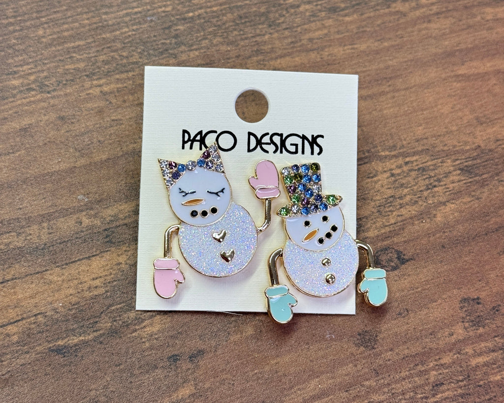 Mr. & Mrs. Snowman Post Earrings