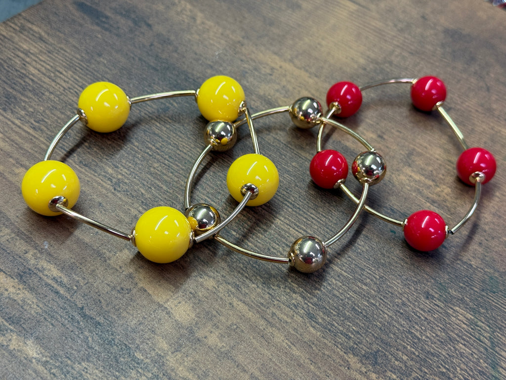 KC Chiefs Chunky Bead Bracelet Stack (Set of 3)