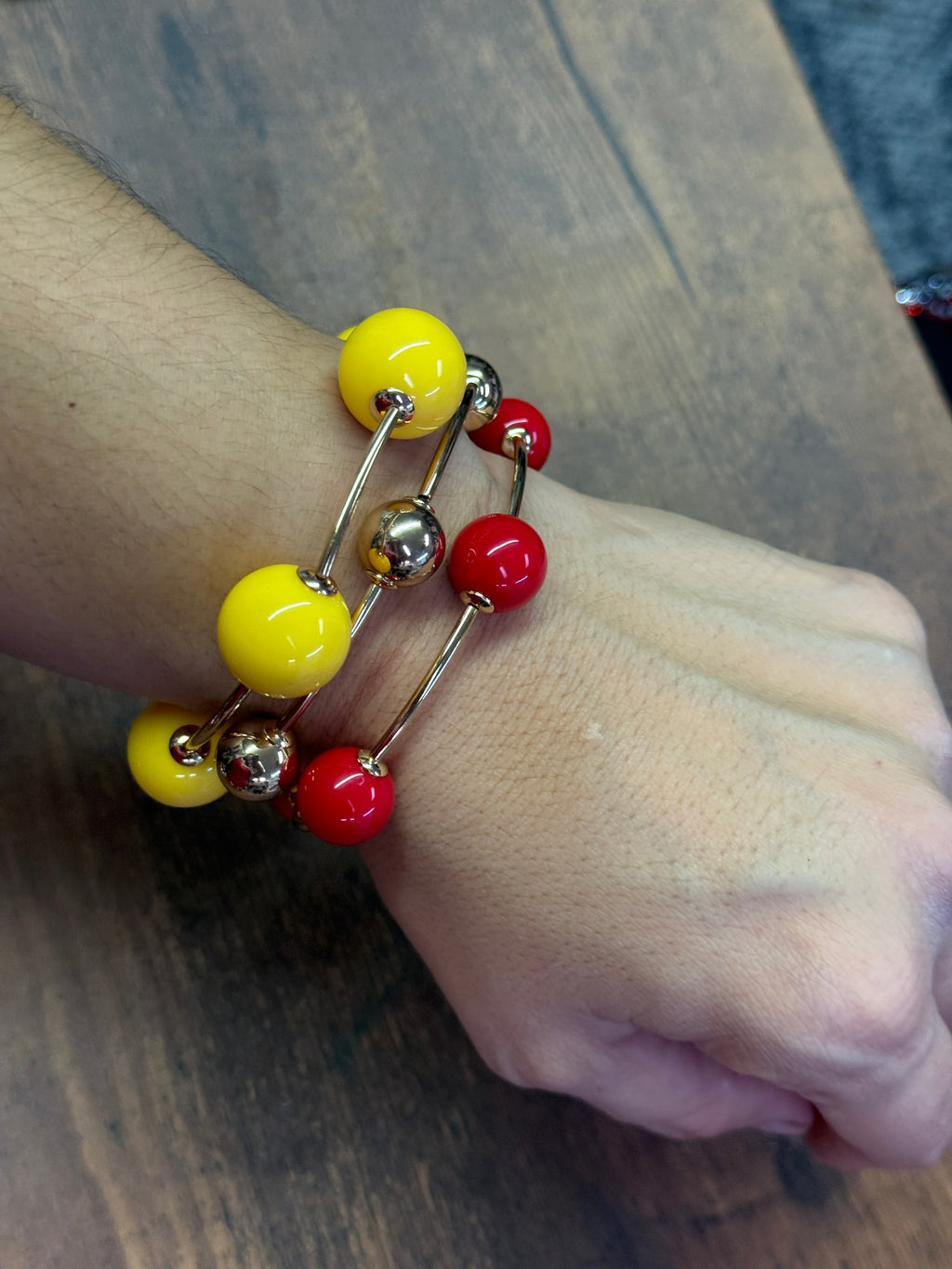 KC Chiefs Chunky Bead Bracelet Stack (Set of 3)