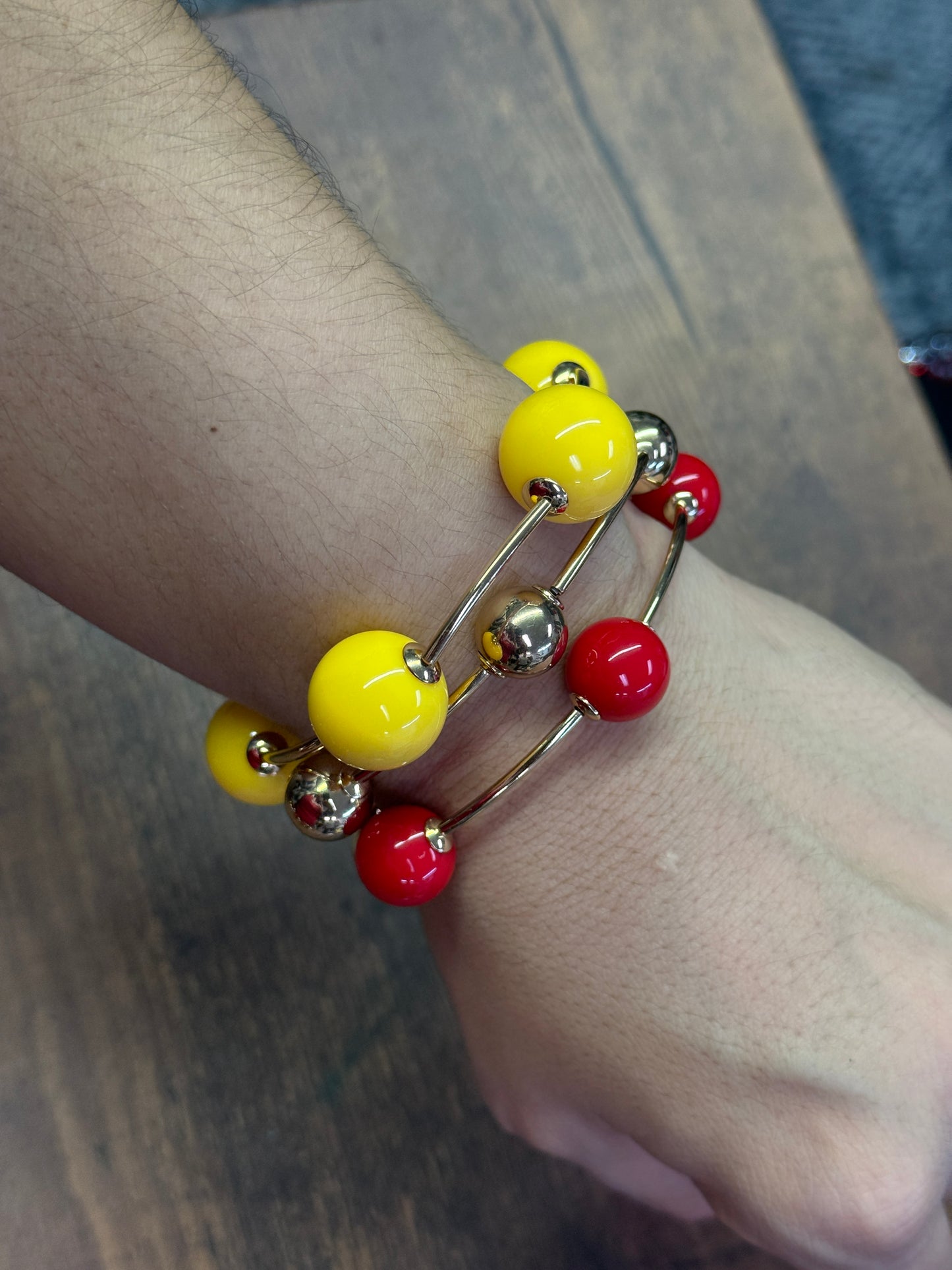 KC Chiefs Chunky Bead Bracelet Stack (Set of 3)