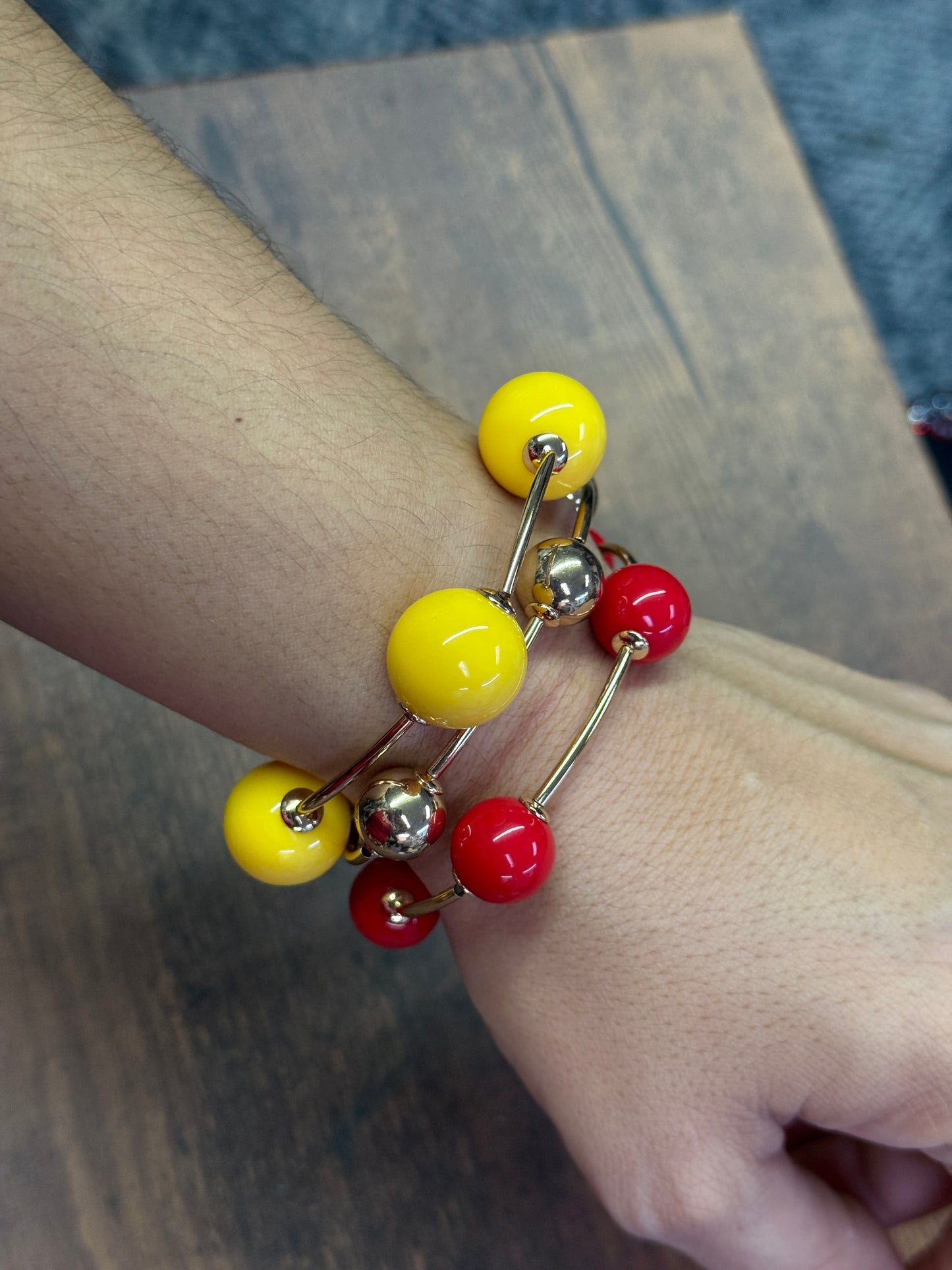 KC Chiefs Chunky Bead Bracelet Stack (Set of 3)