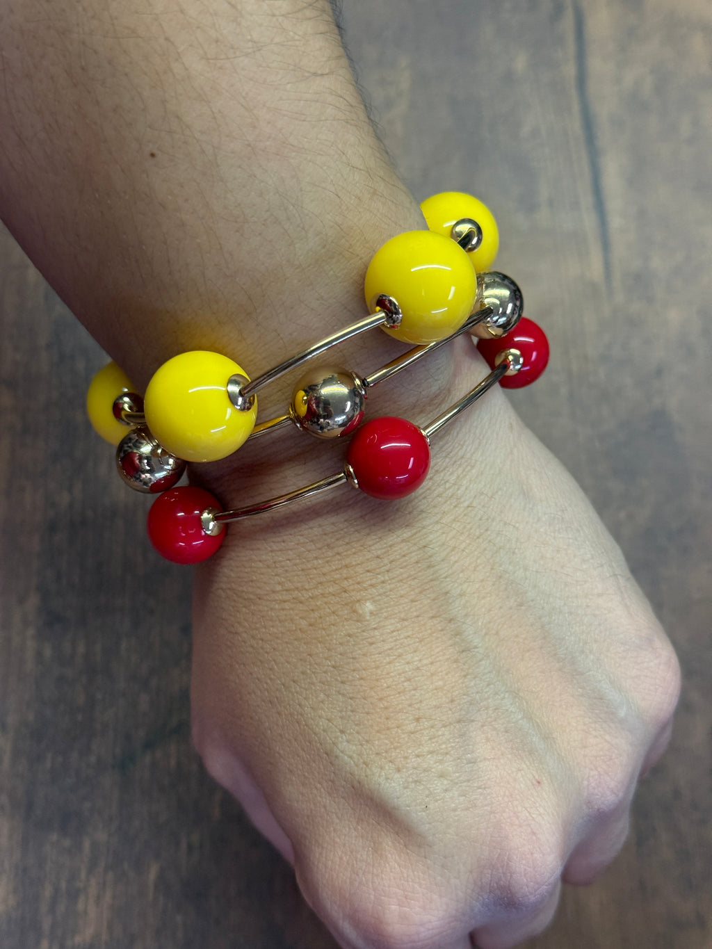 KC Chiefs Chunky Bead Bracelet Stack (Set of 3)