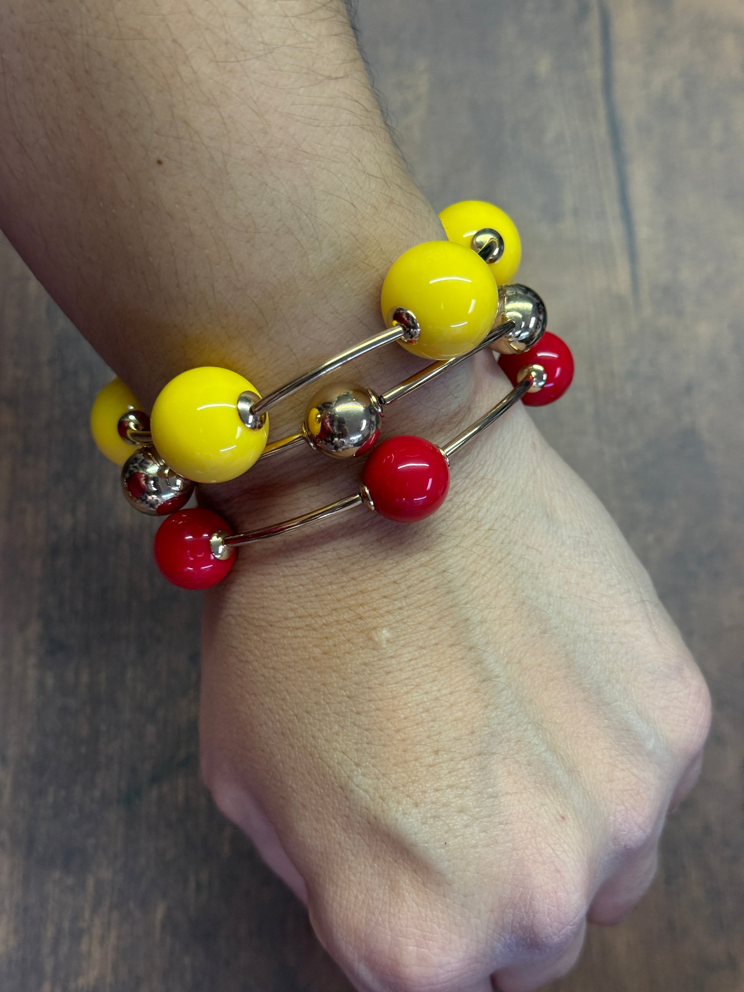 KC Chiefs Chunky Bead Bracelet Stack (Set of 3)