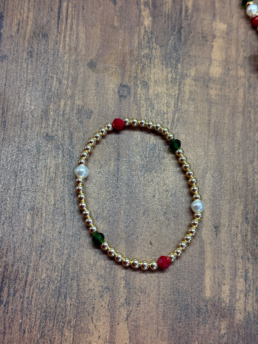 Simply Christmas Gold Plated Hematite Beaded Bracelet