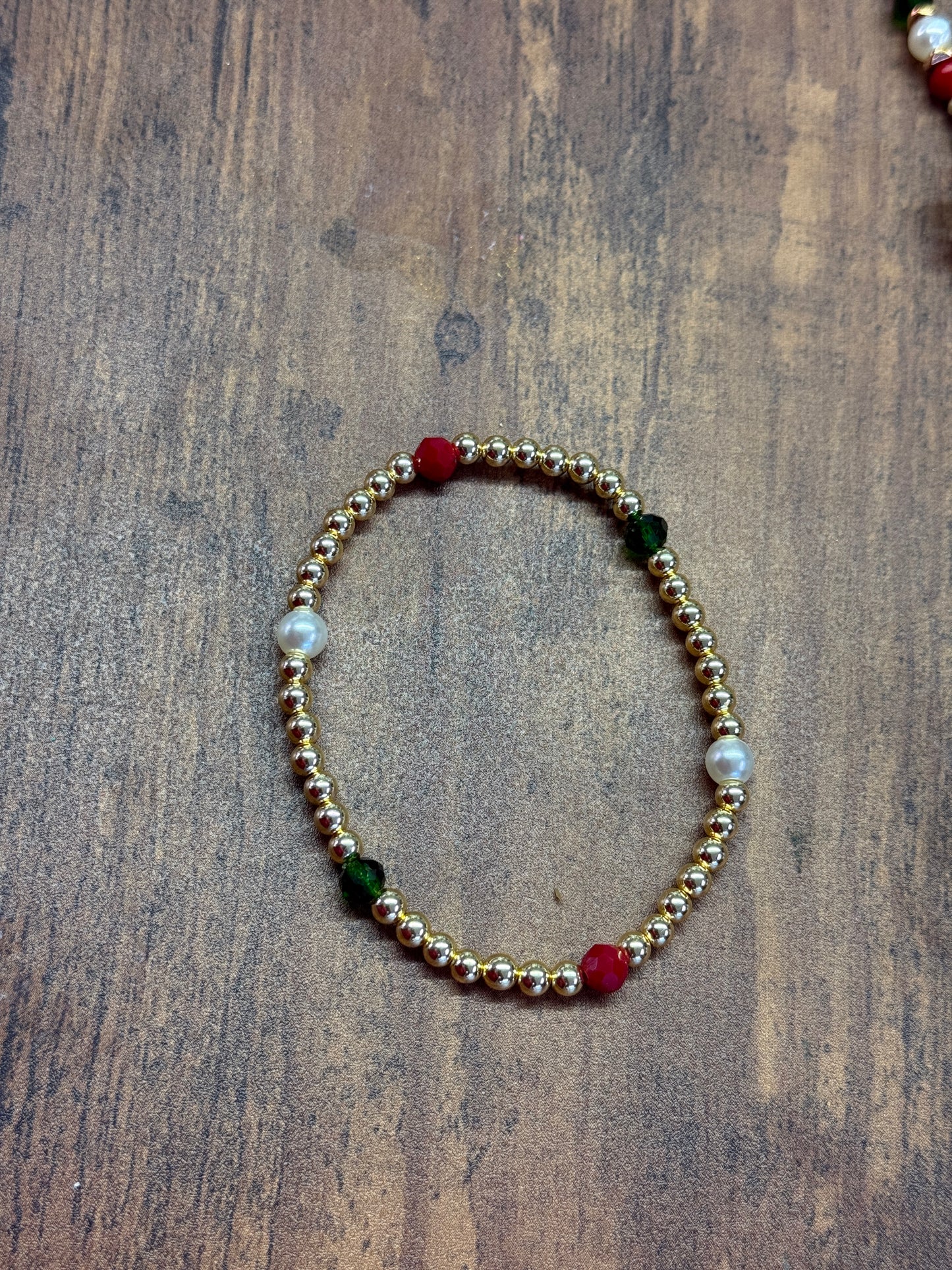 Simply Christmas Gold Plated Hematite Beaded Bracelet