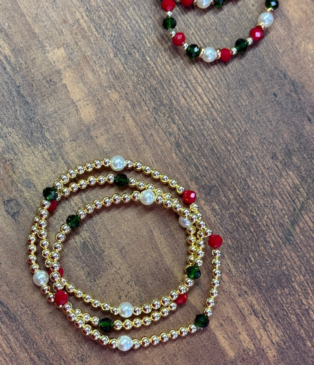 Simply Christmas Gold Plated Hematite Beaded Bracelet