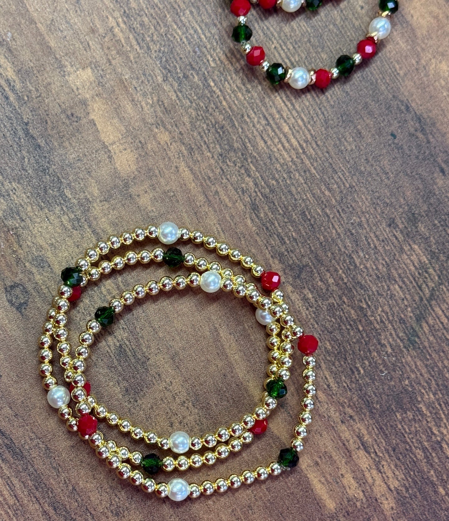 Simply Christmas Gold Plated Hematite Beaded Bracelet