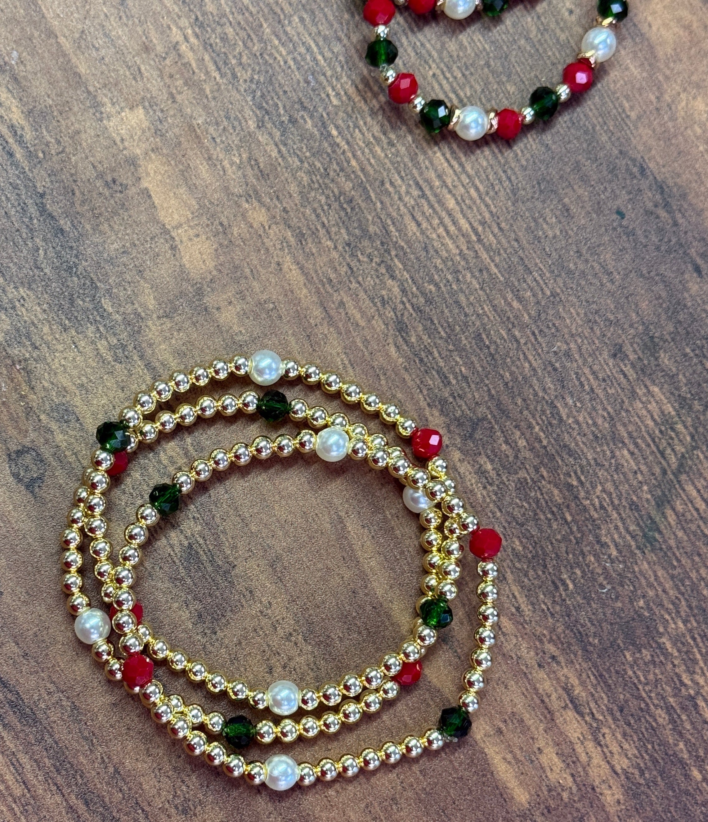 Simply Christmas Gold Plated Hematite Beaded Bracelet