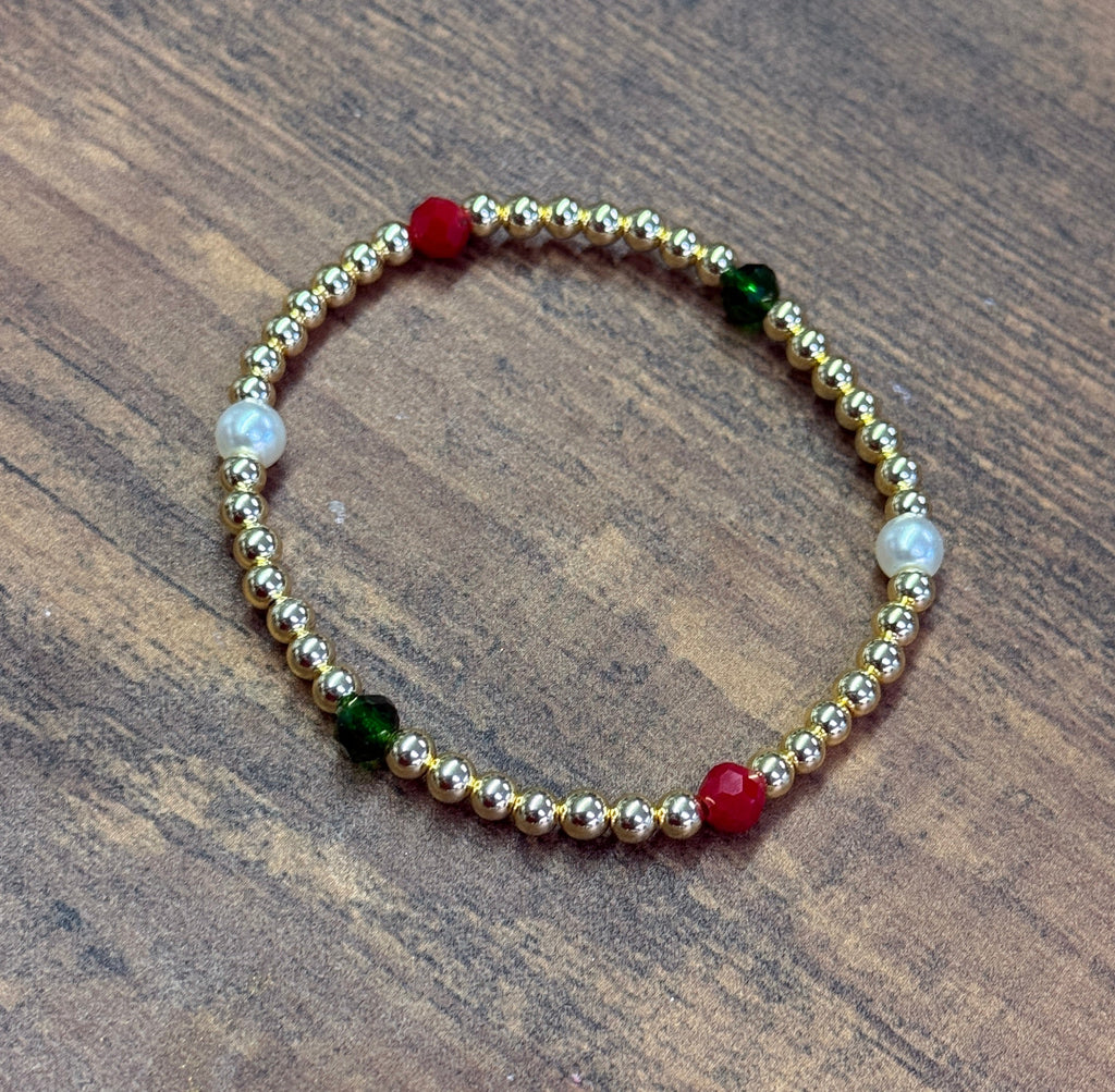 Simply Christmas Gold Plated Hematite Beaded Bracelet