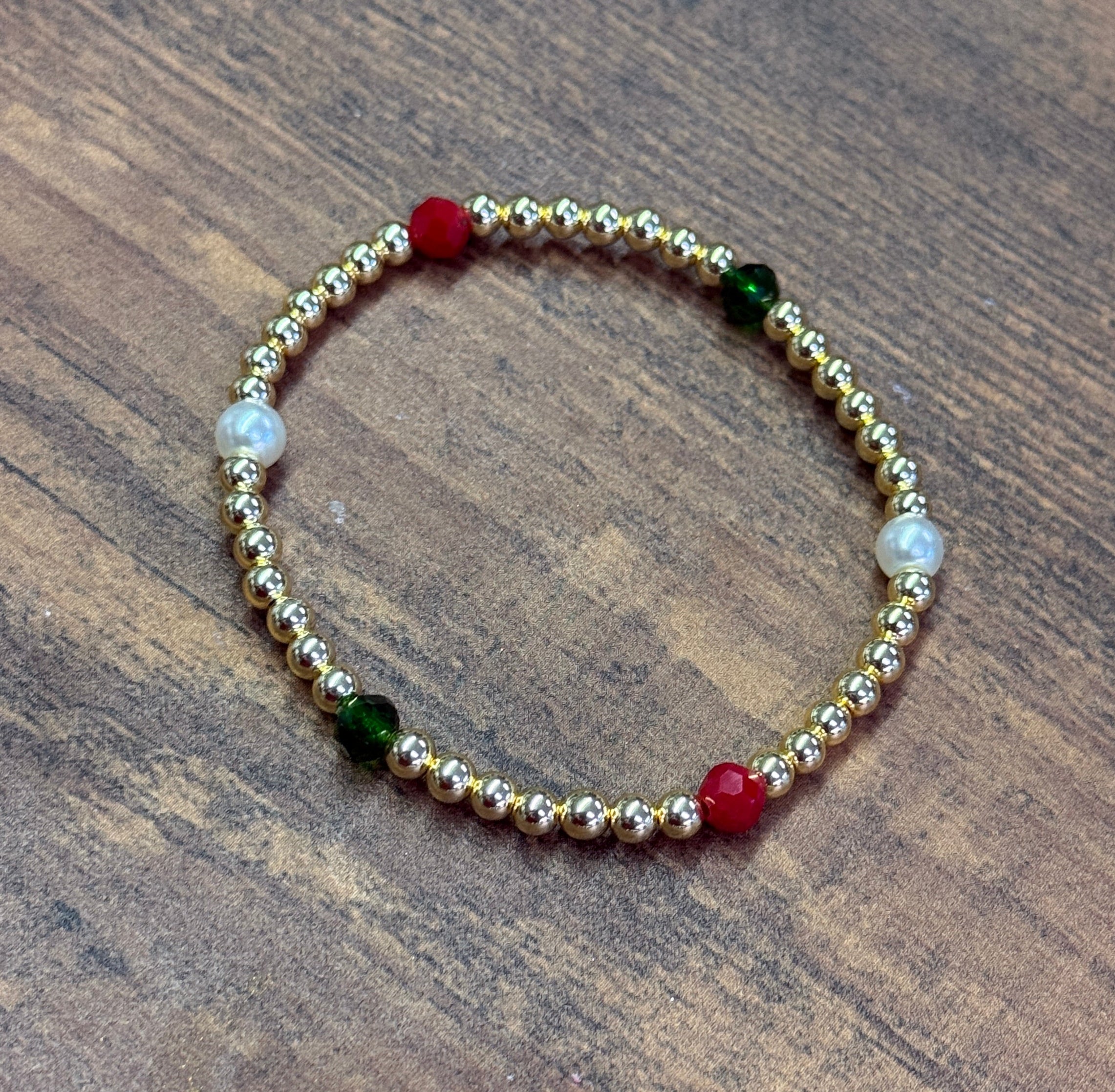 Simply Christmas Gold Plated Hematite Beaded Bracelet