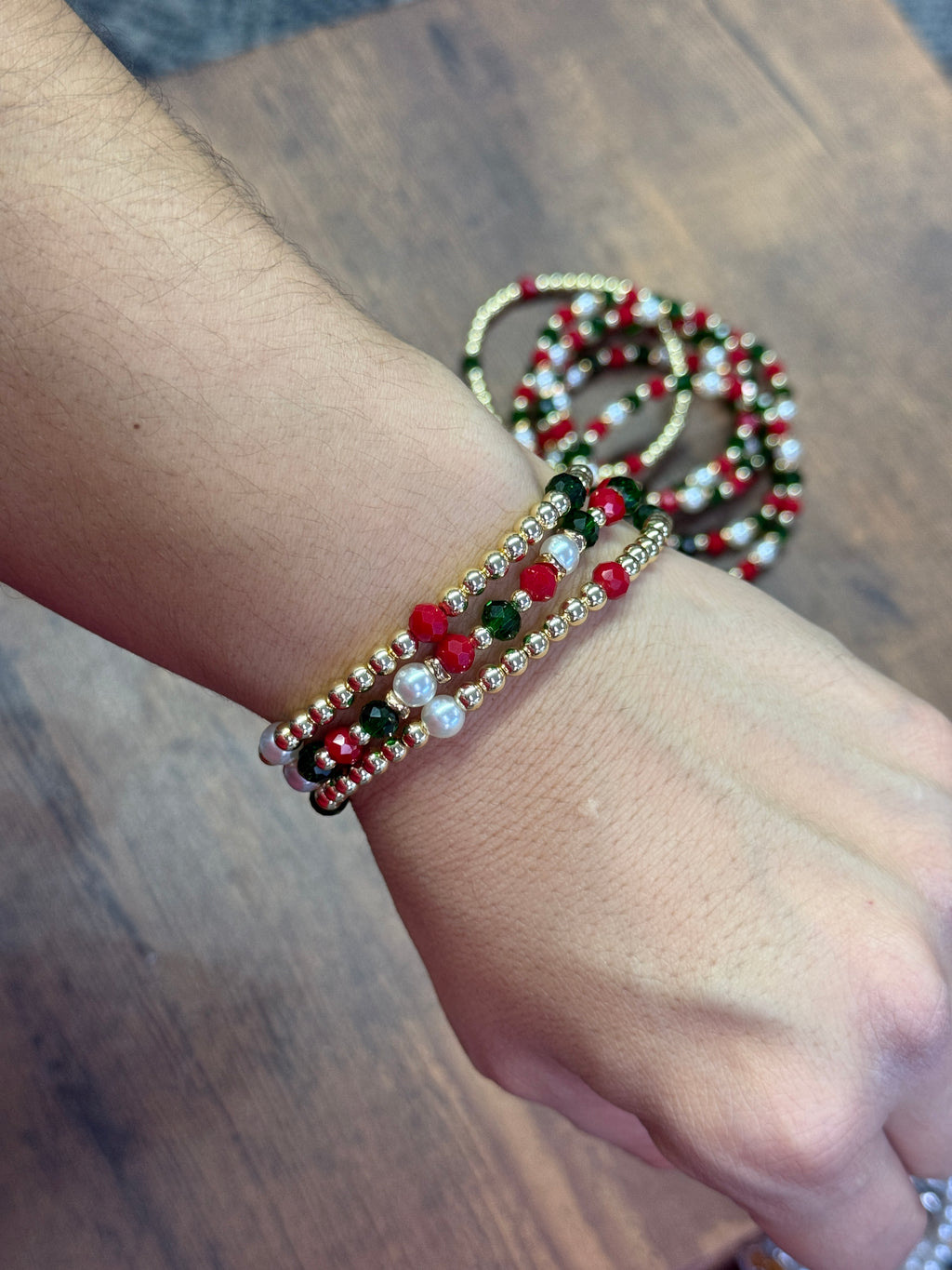 Simply Christmas Gold Plated Hematite Beaded Bracelet