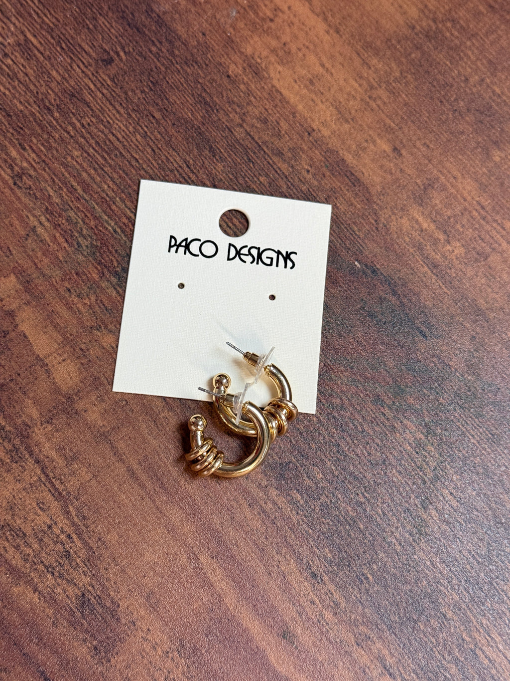 Gold Triple Hoop Stud Earrings