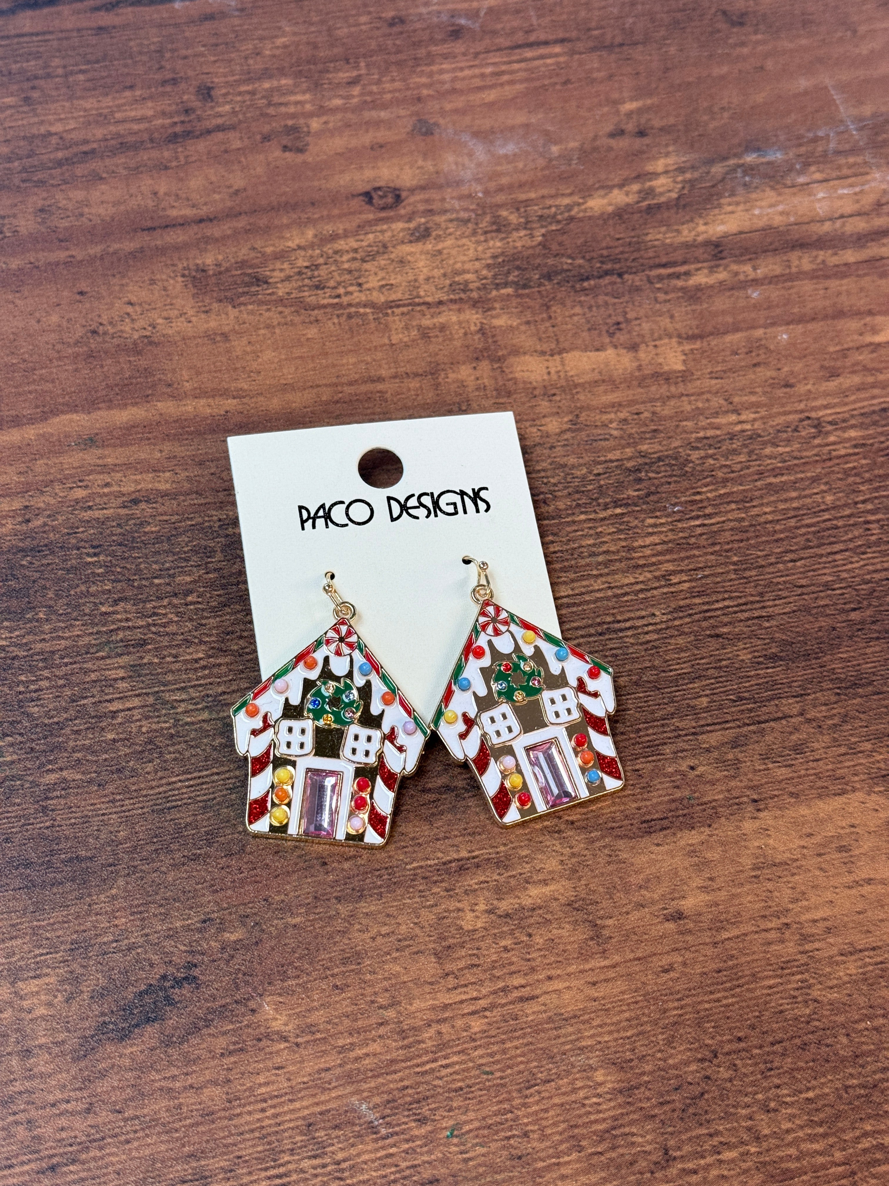 Festive Gingerbread House Dangle Earrings