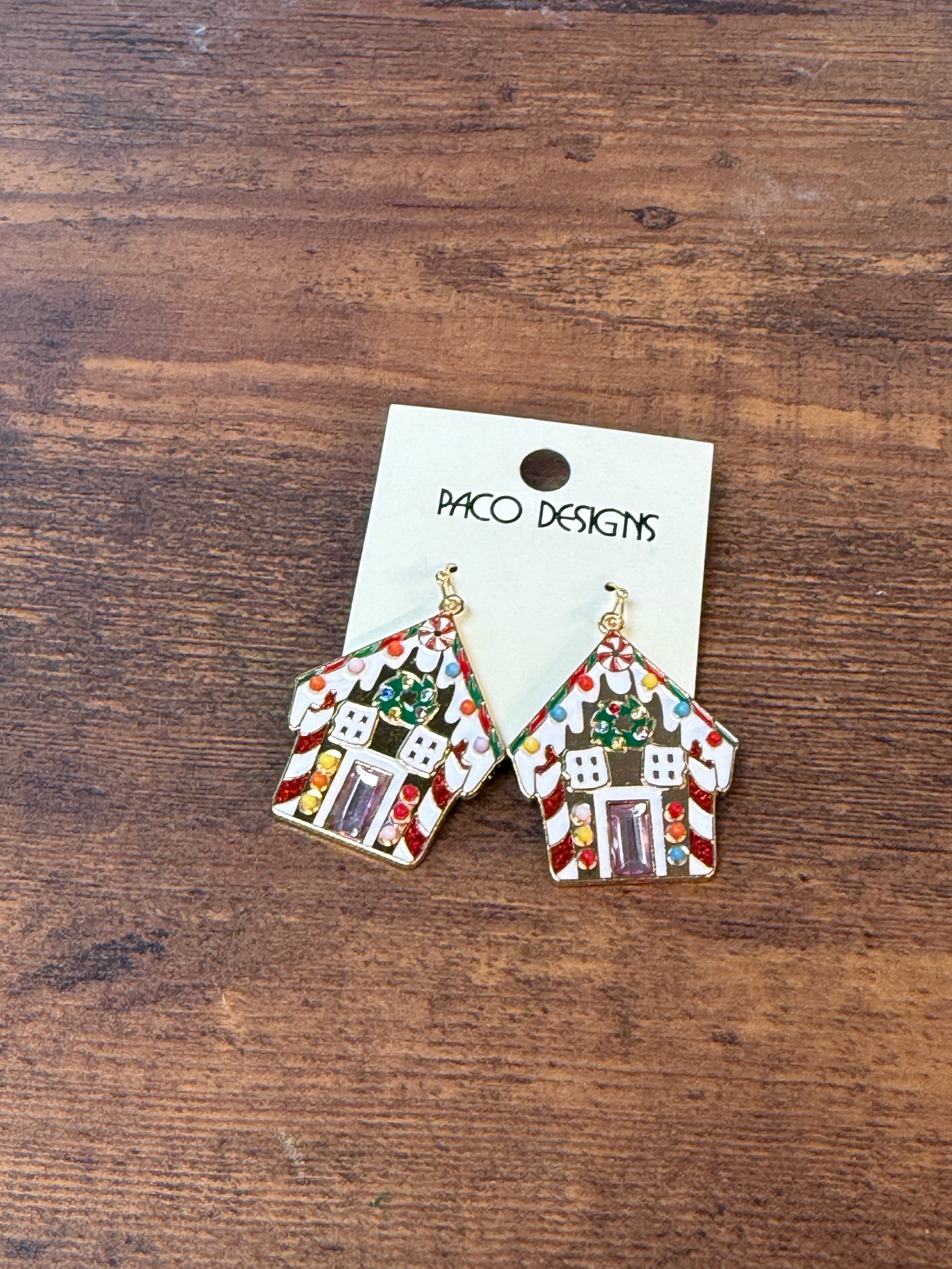 Festive Gingerbread House Dangle Earrings