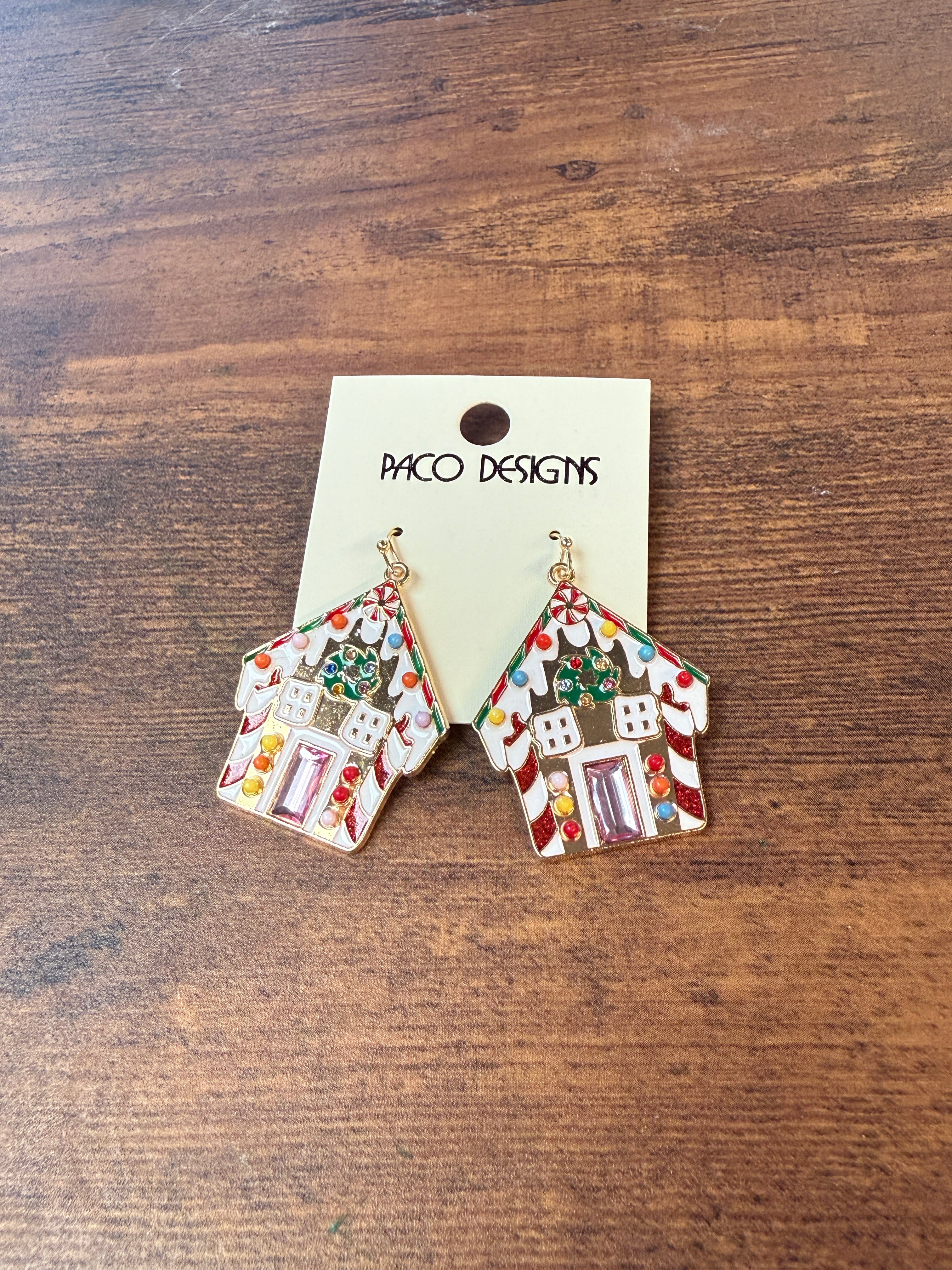 Festive Gingerbread House Dangle Earrings