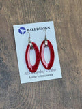 Long Oval Red Coral Sterling Silver Earrings