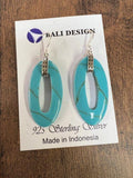 Long Oval Turquoise Sterling Silver Earrings