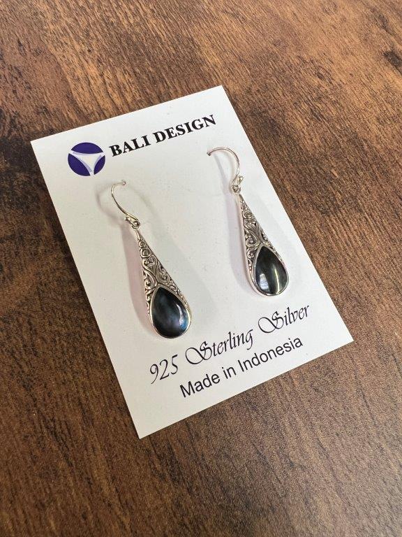 Abalone Teardrop Shell Sterling Silver Earrings