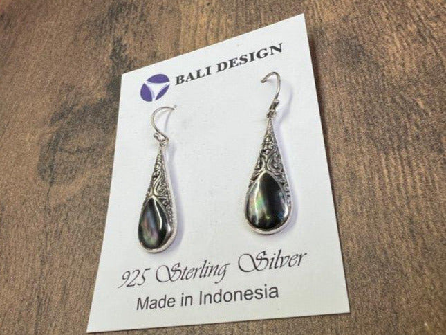 Abalone Teardrop Shell Sterling Silver Earrings