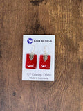 Square Coral Sterling Silver Earrings