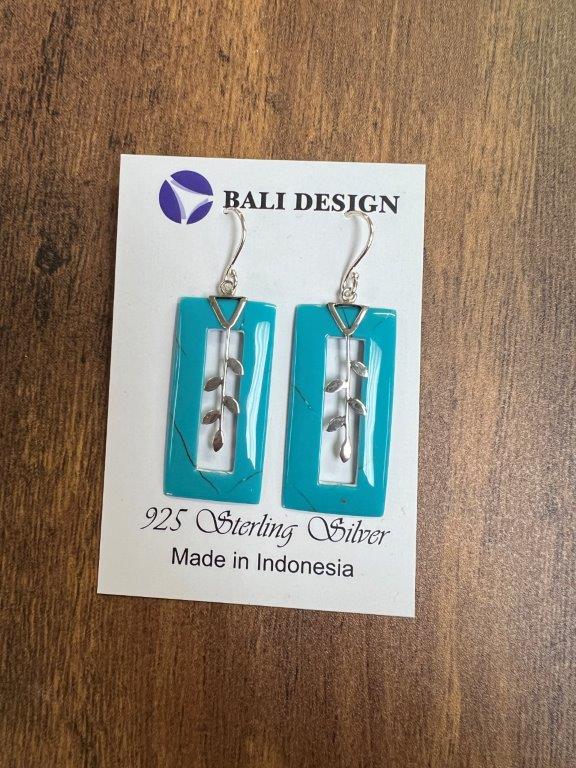 Turquiose Rectangle Sterling Silver Earrings