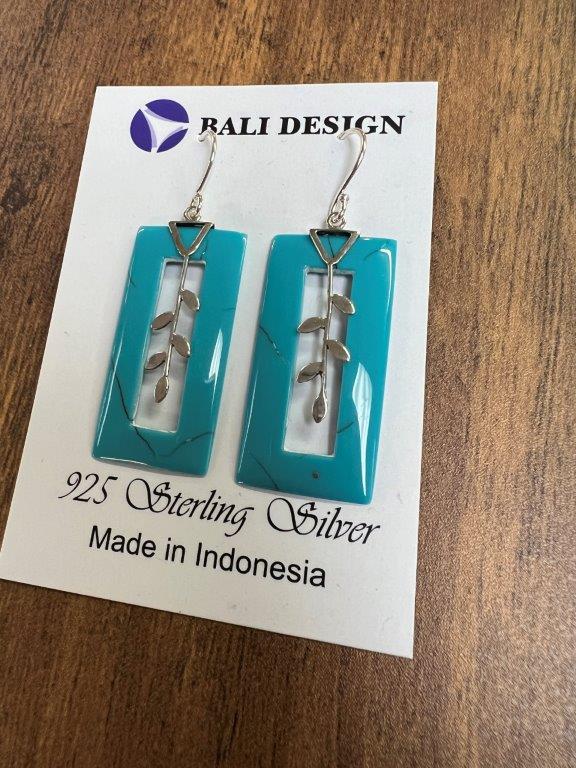 Turquiose Rectangle Sterling Silver Earrings