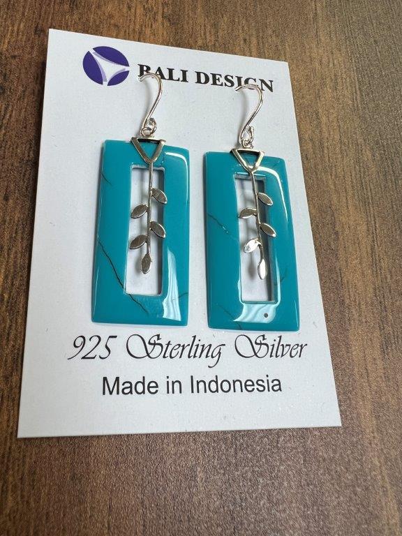 Turquiose Rectangle Sterling Silver Earrings