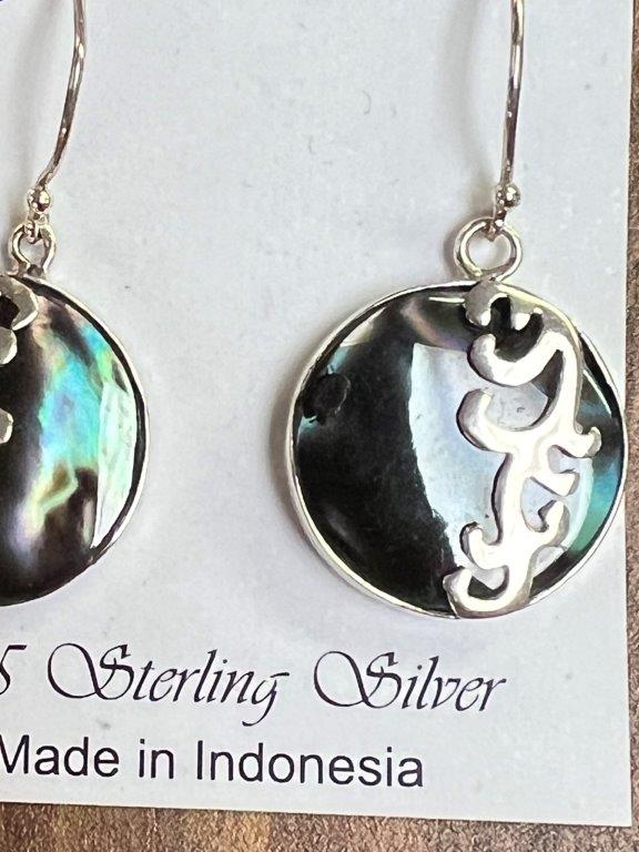 Sterling Silver Designer Earring With Abalone Shell
