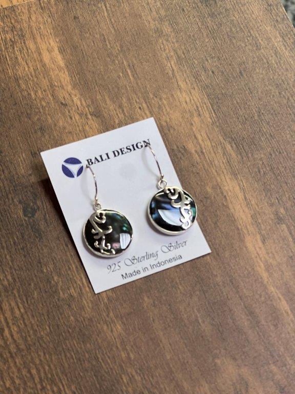 Sterling Silver Designer Earring With Abalone Shell