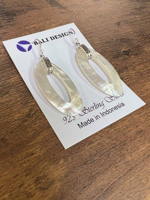 Long Oval Mother of Pearl Sterling Silver Earrings