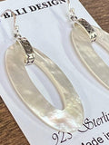 Long Oval Mother of Pearl Sterling Silver Earrings