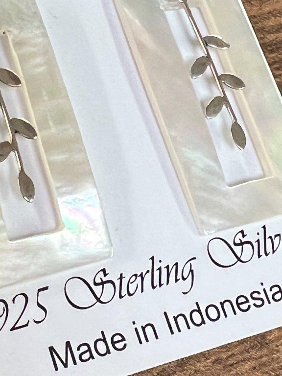 Long Rectangle Mother of Pearl Sterling Silver Earrings