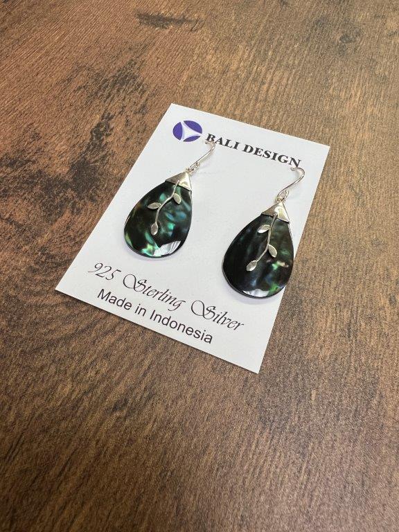 Abalone Shell Teardrop Shaped Sterling Silver Earring