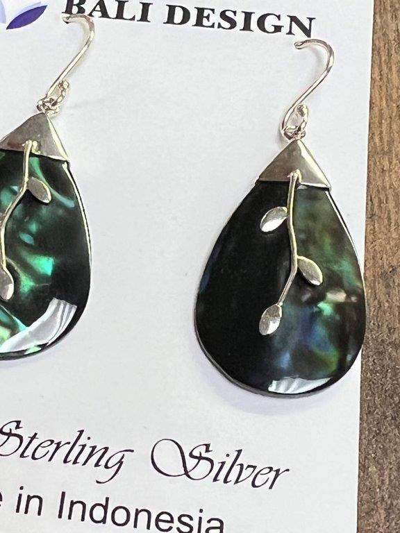 Abalone Shell Teardrop Shaped Sterling Silver Earring