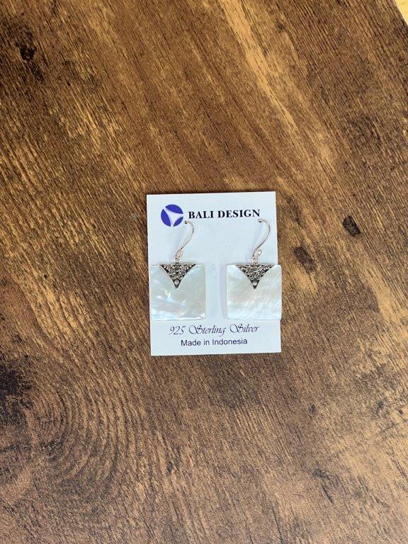 Square Mother of Pearl Sterling Silver Earrings