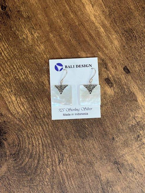 Square Mother of Pearl Sterling Silver Earrings