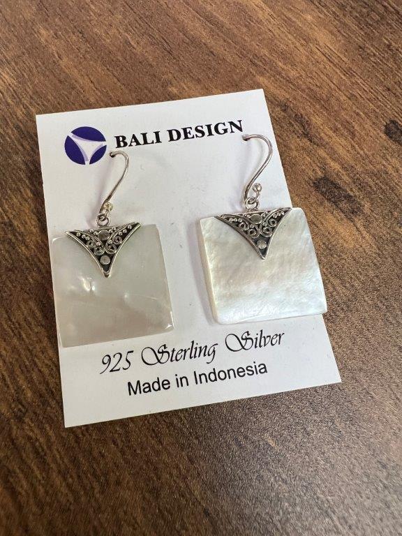 Square Mother of Pearl Sterling Silver Earrings