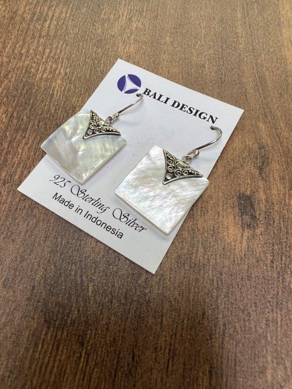 Square Mother of Pearl Sterling Silver Earrings