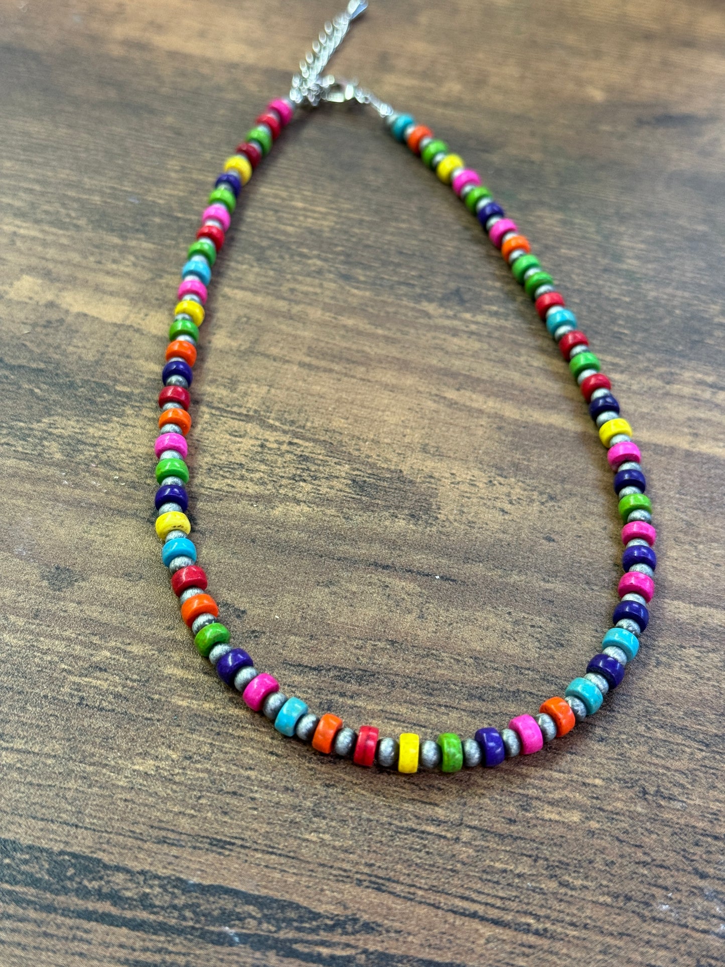 Multicolor Heishi Stone Navajo Style Beaded Necklace